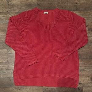 L.L. Bean V-Neck Sweater in Rich Red